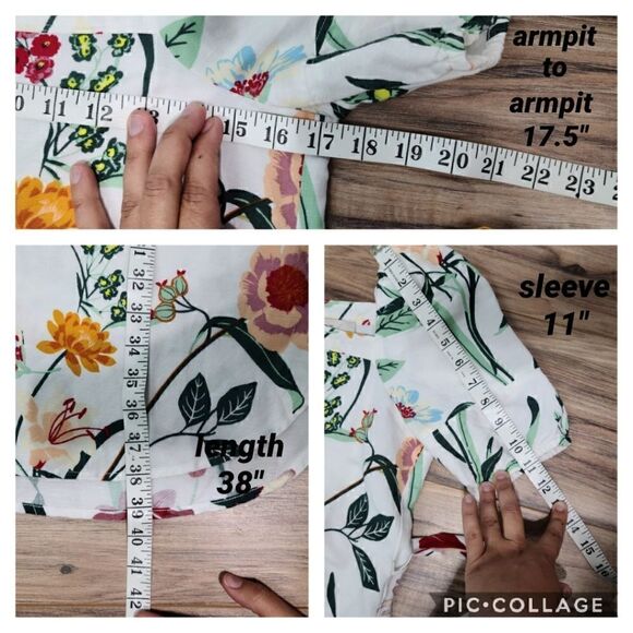 LOFT White Multicolor Floral Puff Sleeve Tent Linen Dress Size 0P Tie Waist - Picture 12 of 12